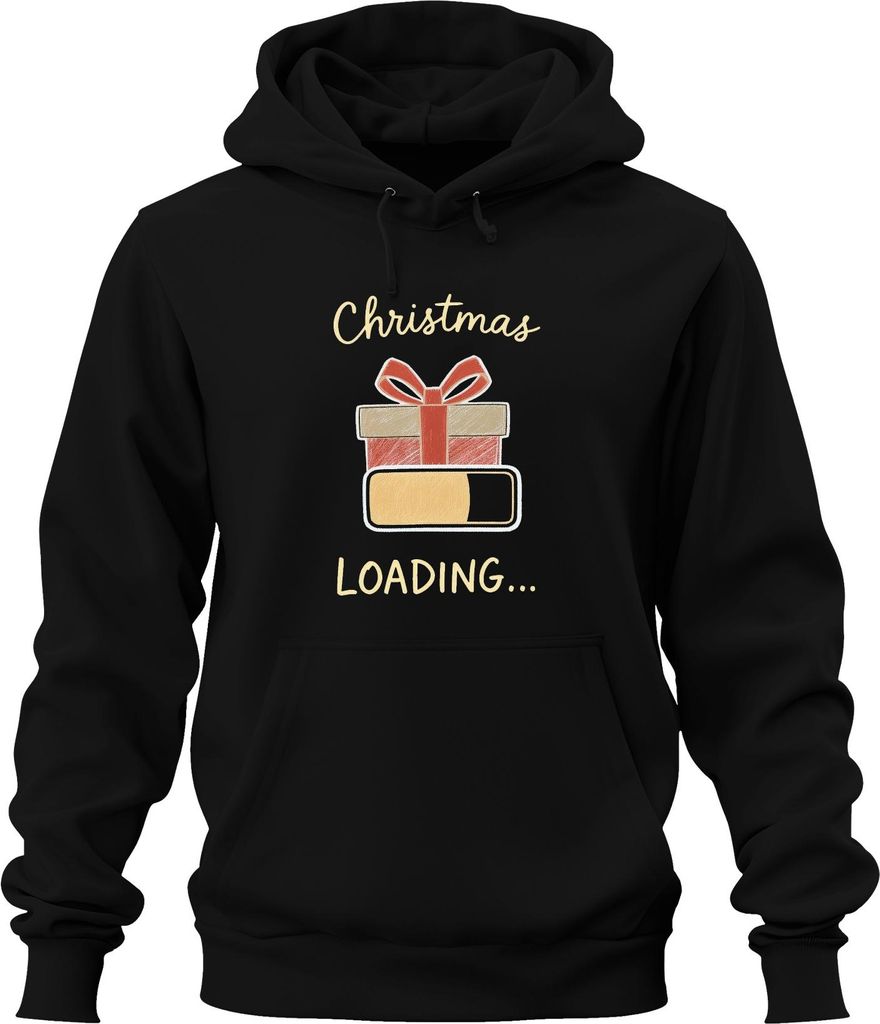 Christmas Loading Weihnachten Geschenk Ladebalken Advent Lustig Uni Hoodie Kapuzenpullover, Schwarz, S