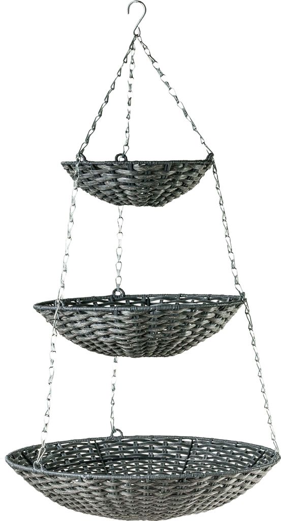 Etagere mit drei Schalen, grau, Ø 45/35/25 cm x H 80cm, Produktbild 