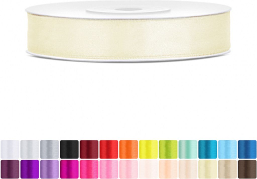 Satinband 12mm Hellbeige - 25 Meter Rolle Geschenk- & Schleifenband