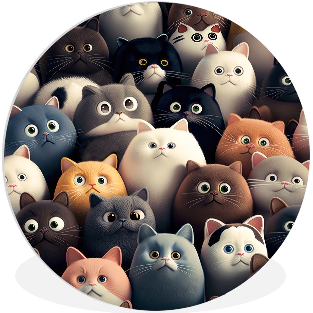 MuchoWow Rundes Wandbild - Runde Bilder Katze - Tiere - Katze - Muster - Junge - Mädchen Ø 30 cm Kreis Wanddekoration Kunststoff - Wandkreis - ...