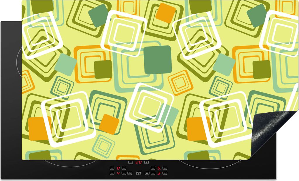 KitchenYeah Herdabdeckplatte 1970er Jahre - Muster - Abstrakt , 91x52cm, Küche Deko, Glaskeramikfeld Herdabdeckung, Abdeckplatte fùr Kochfeld