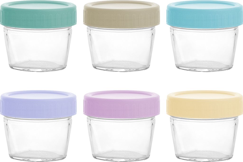 6 Stück Glasbehälter zur Aufbewahrung von Lebensmitteln mit Deckel, 120 ml, auslaufsicher, luftdicht, BPA-frei, wiederverwendbar, Messlinien, Leb...