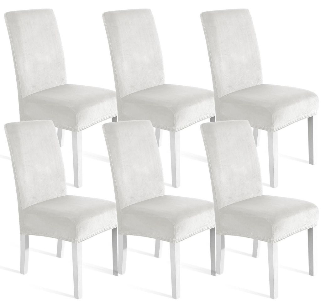Samt-Stuhlhussen, 6er-Set, universelle Stretch-Stuhlhussen, weiche Stuhlhussen, waschbare, dekorative Stuhlhussen, kratzfeste Hussen mit hoher Rüc...