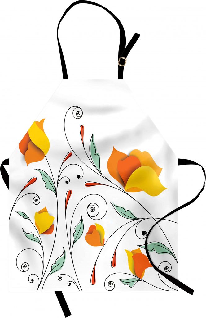 ABAKUHAUS Blumen Kochschürze, Bouquet mit wirbelnden Zweige Romantische Papierblumen Origami Autumn Blooms Image, Farbfest Höhenverstellbar Wasch...