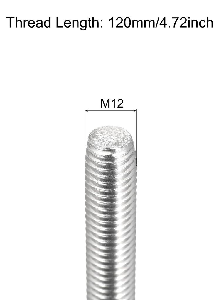 3 Stš¹ck Gewindestange M12 x 120mm Vollgewindestange 304 Edelstahl V2A Gewindestangen A2 Metrisch Gewindebolzen VA Gewindestab Rechtsgewinde Gewi...