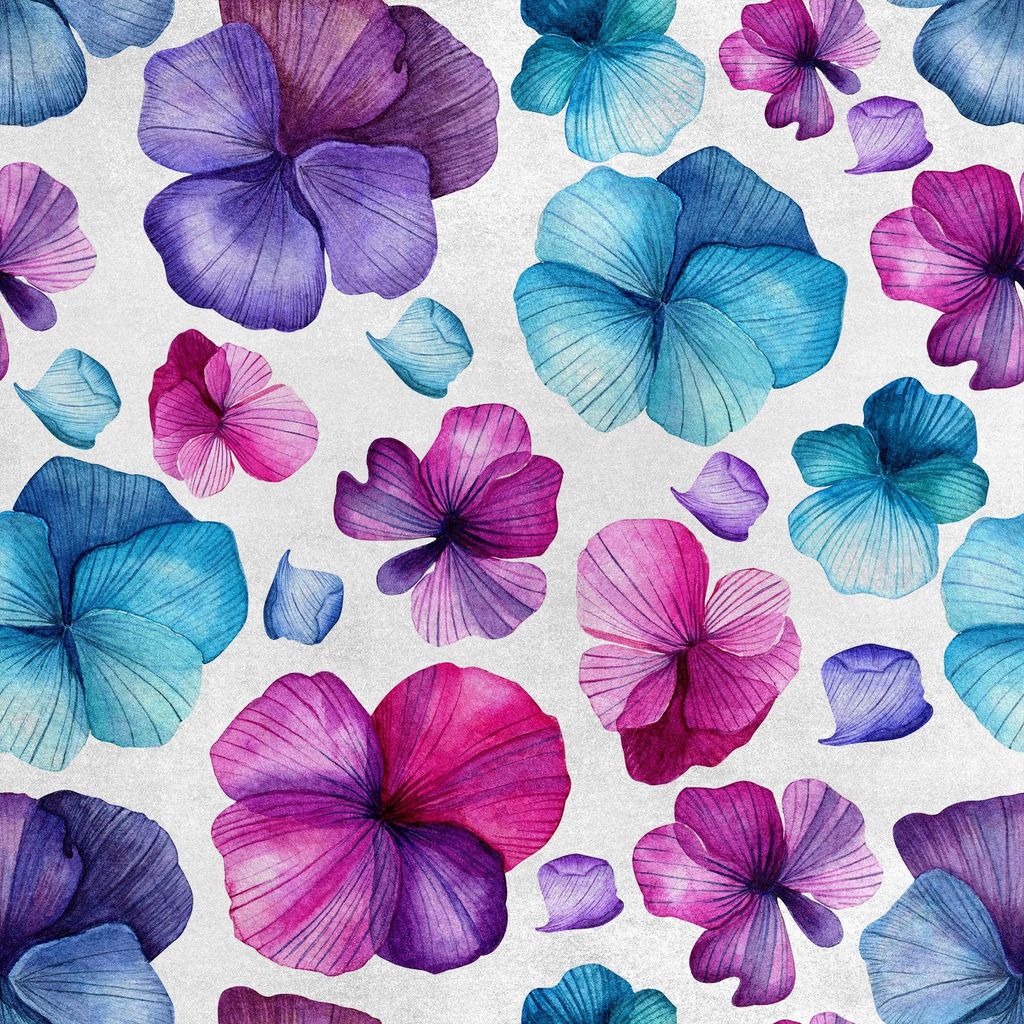 Royal Samt Stoff Polyester Zum Nähen - Motiv bunte Stiefmütterchen 2