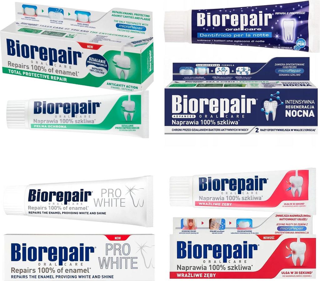 Biorepair 4×75 ml - Kompletny zestaw past do zębów: Pełna Zdjęcie produktu 