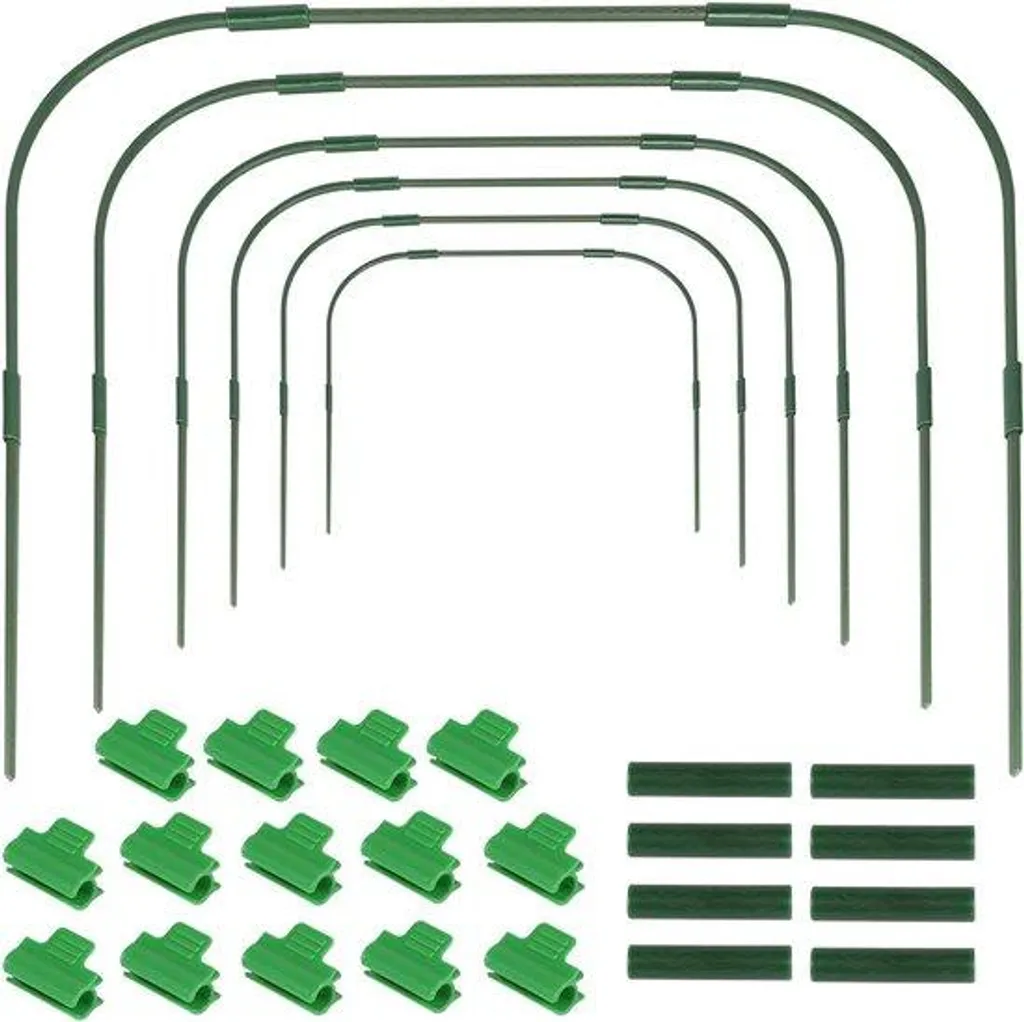 Tunnel de Jardin avec Arceaux Métalliques et Clips de Fixation - 6 Unités