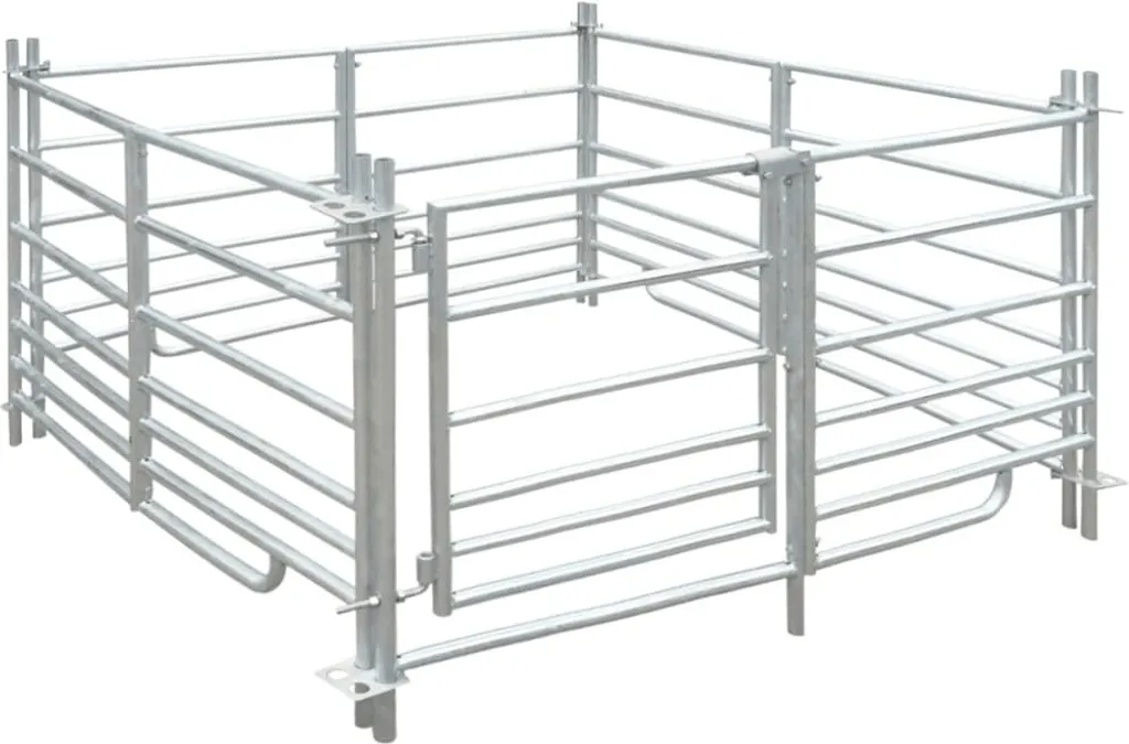 Enclos à moutons 4 côtés en acier galvanisé robuste - 137 x 137 x 92 cm