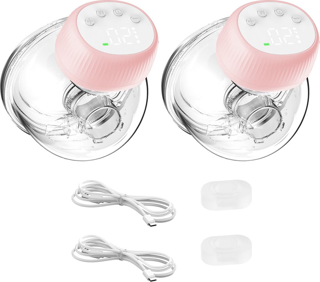 2er-Pack tragbare Milchpumpe mit Freisprechfunktion, 4 Modi, 12 Stufen, 10-Minuten-Auto-Stopp, tragbare Milchpumpe, BPA-frei, sichere kabellose Mil...