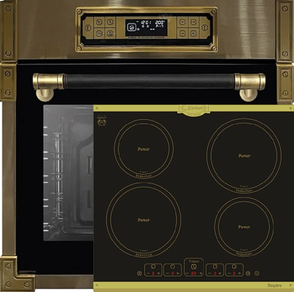 Herd Set Autark Kaiser EH 6726 AD Retro Einbau Backofen 80L+KCT 6195 IEm Induktionskochfeld 60cm, Autark, Kochfeld 4xQickHeat Kochzonen,Schwarz