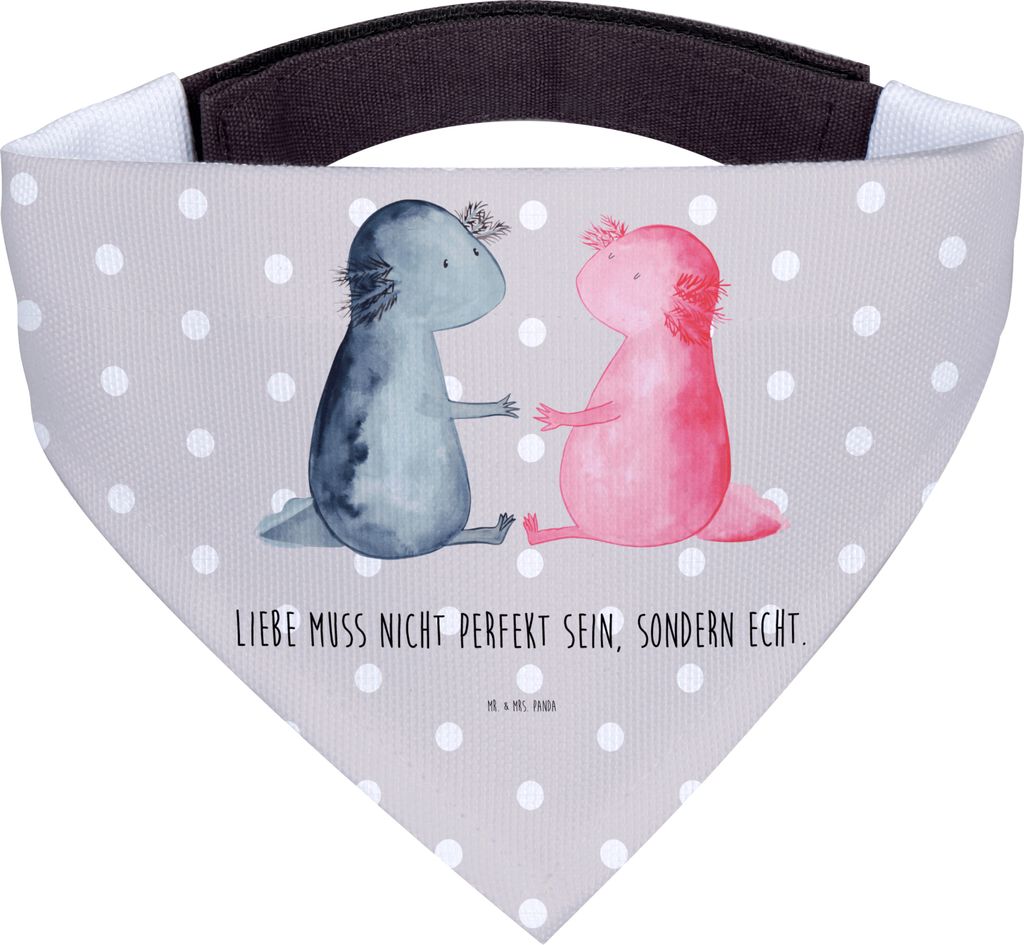 Mr. & Mrs. Panda Bandana Axolotl Liebe - Grau Pastell - Geschenk, Freund, Dreieckstuch, Halstuch Hund, Hunde, Schal Für, Lurch, Valentinstag, Schw...