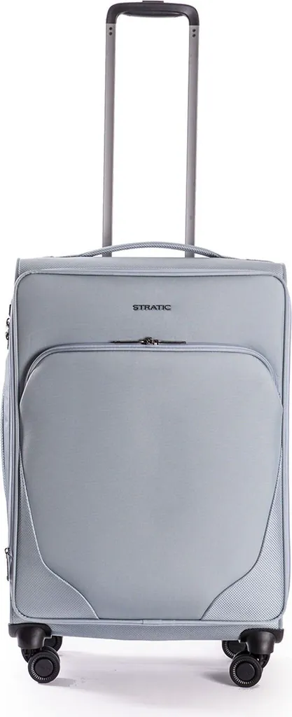 Valise de taille moyenne Stratic Mix extensible bleu gris de 68 cm
