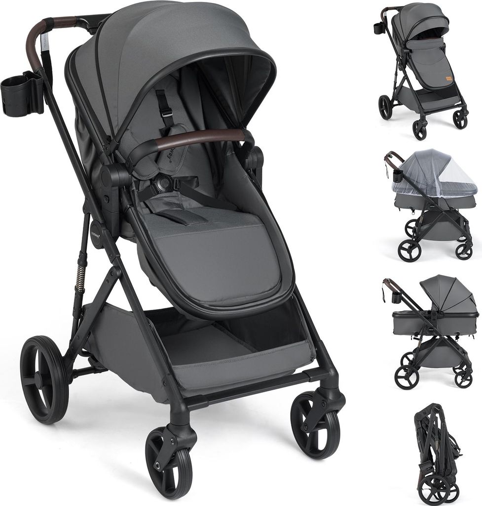COSTWAY Passeggino 3in1, passeggino combinato con seduta e Immagine del prodotto 