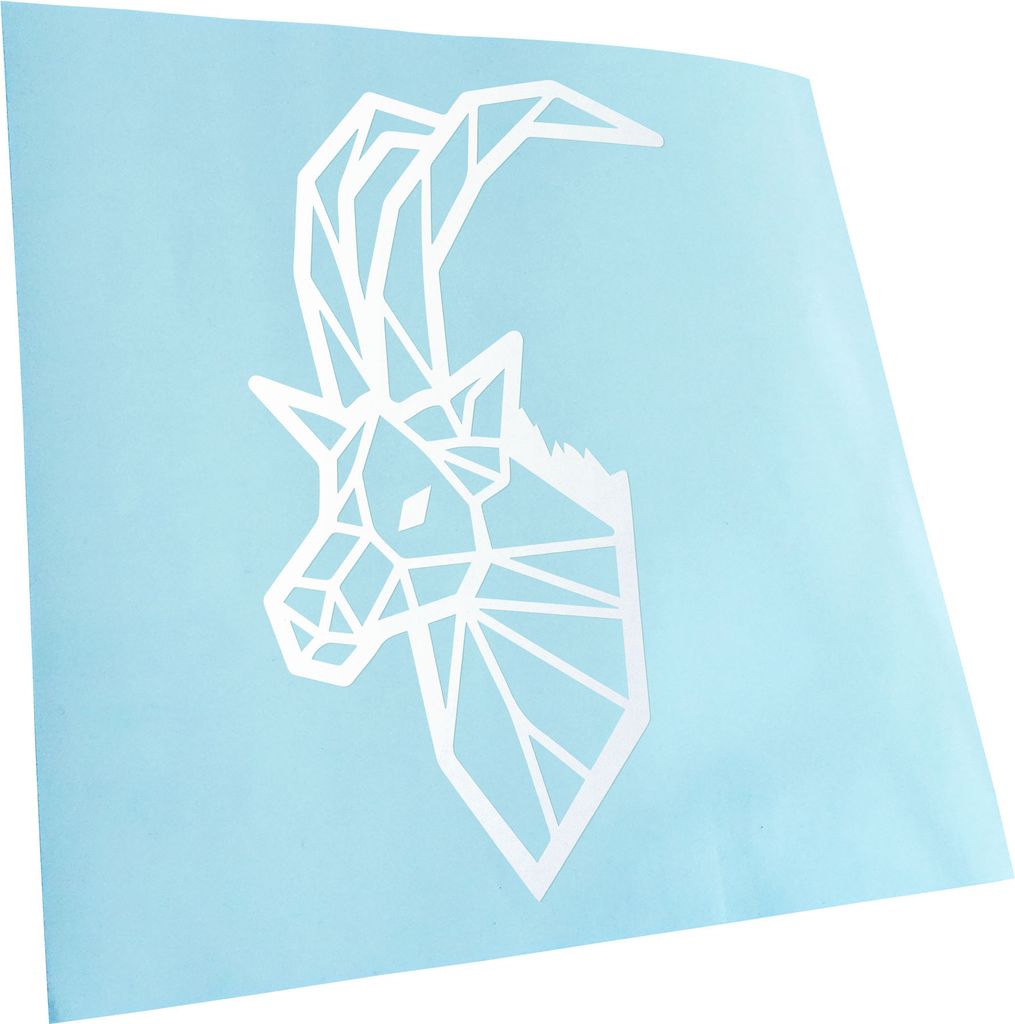 Kiwistar - Autoaufkleber - Steinbock Polygon - Mattweiss - 40x25cm - Aufkleber für Auto, Laptop, Fahrrad, LKW, Motorrad Mehrfarbig JDM Decal Racing