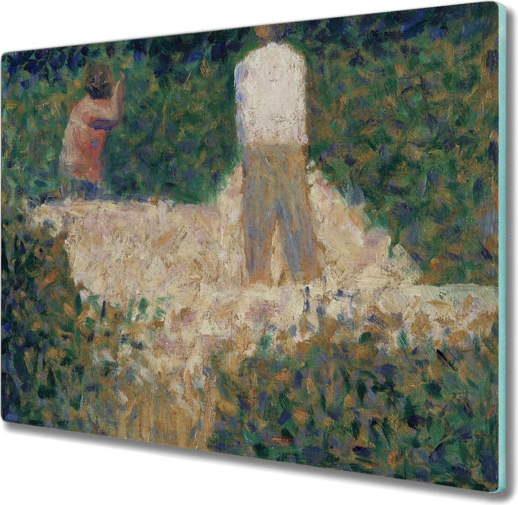 Coloray Kochplattenabdeckung Herdabdeckplatte 60x52 cm Hackbrett Schneidebrett Küchenbrett - Zwei Steinklopfer Seurat