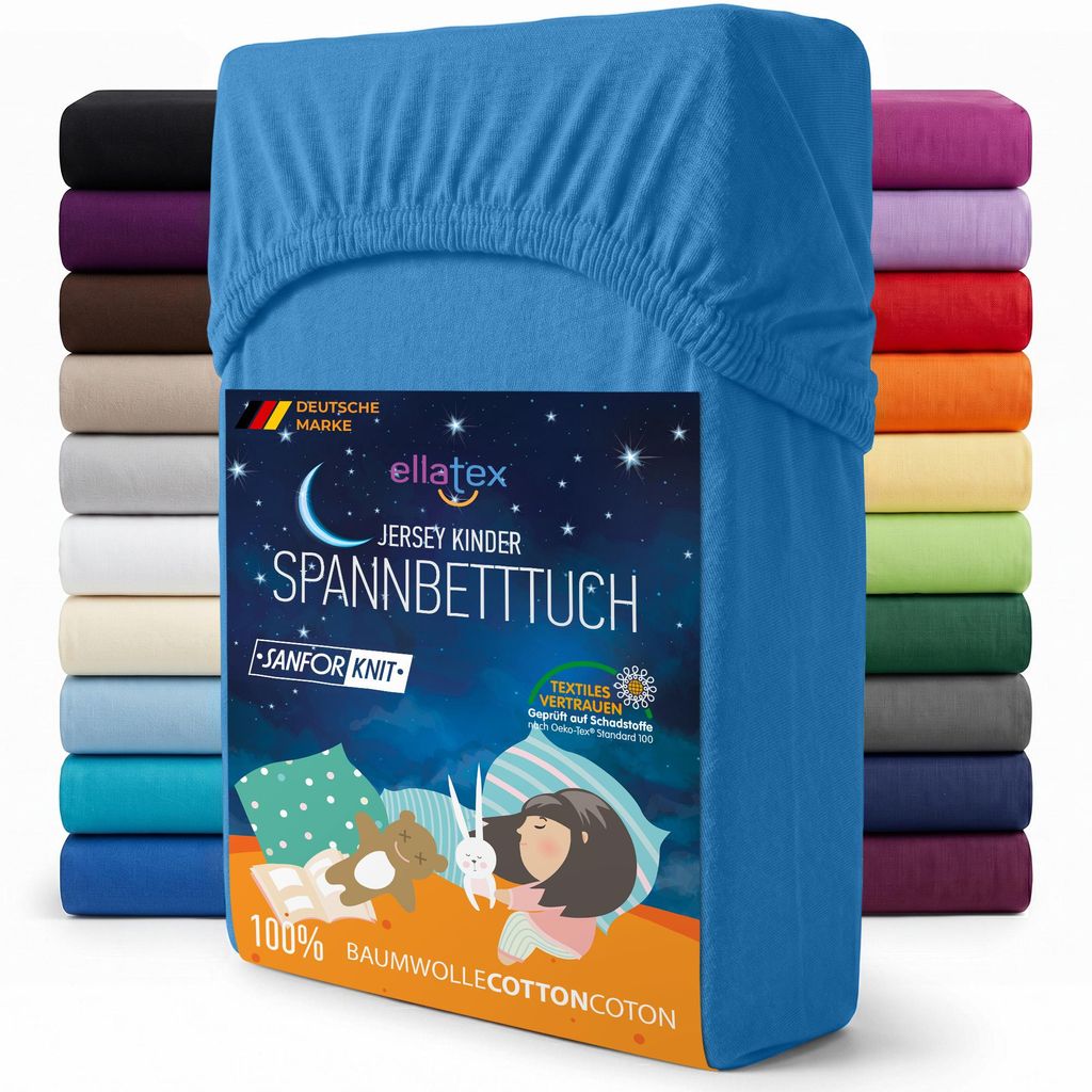 EllaTex Jersey Kinder Spannbettlaken 70x140 Baumwolle – Produktbild 