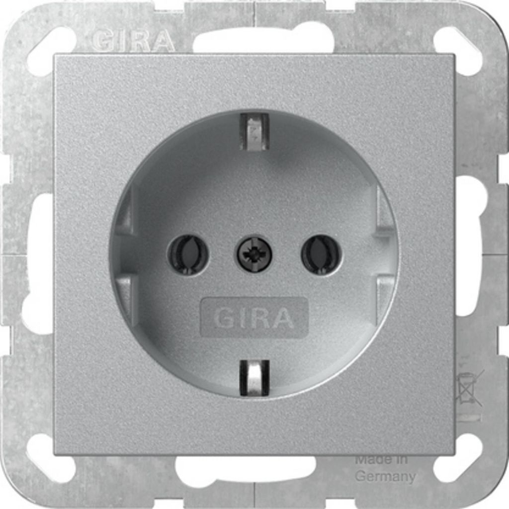 Gira SCHUKO-Steckdose, System 55, Aluminium, 1 Stk. Produktbild 
