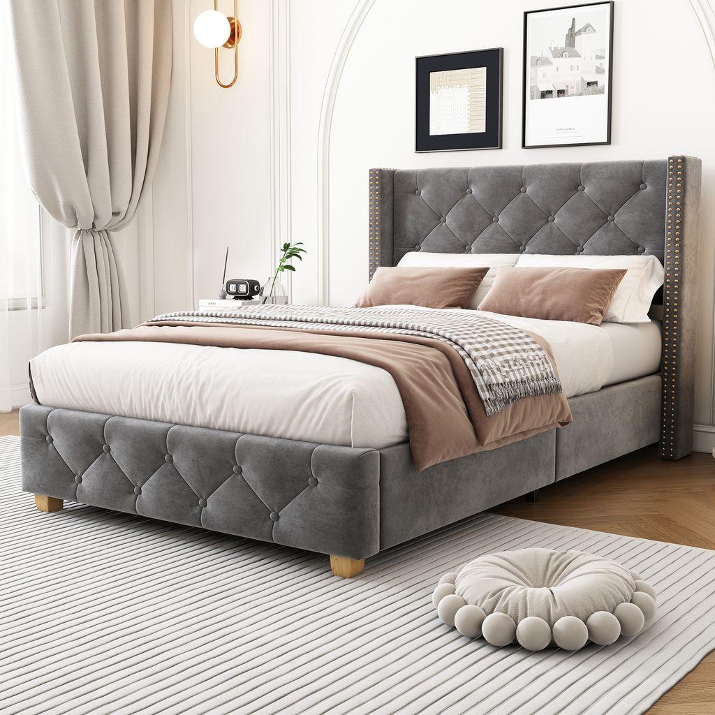 okwish Čalouněná postel jednolůžko 90×200 cm s roštem a Obrázek produktu 2