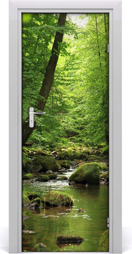 Tulup Türaufkleber 75x205 cm Dekorative Aufkleber Selbstklebend Wasserdichte Tapete Abnehmbar Schlafzimmer Wohnzimmer Wohnkultur - Fluss im Wald