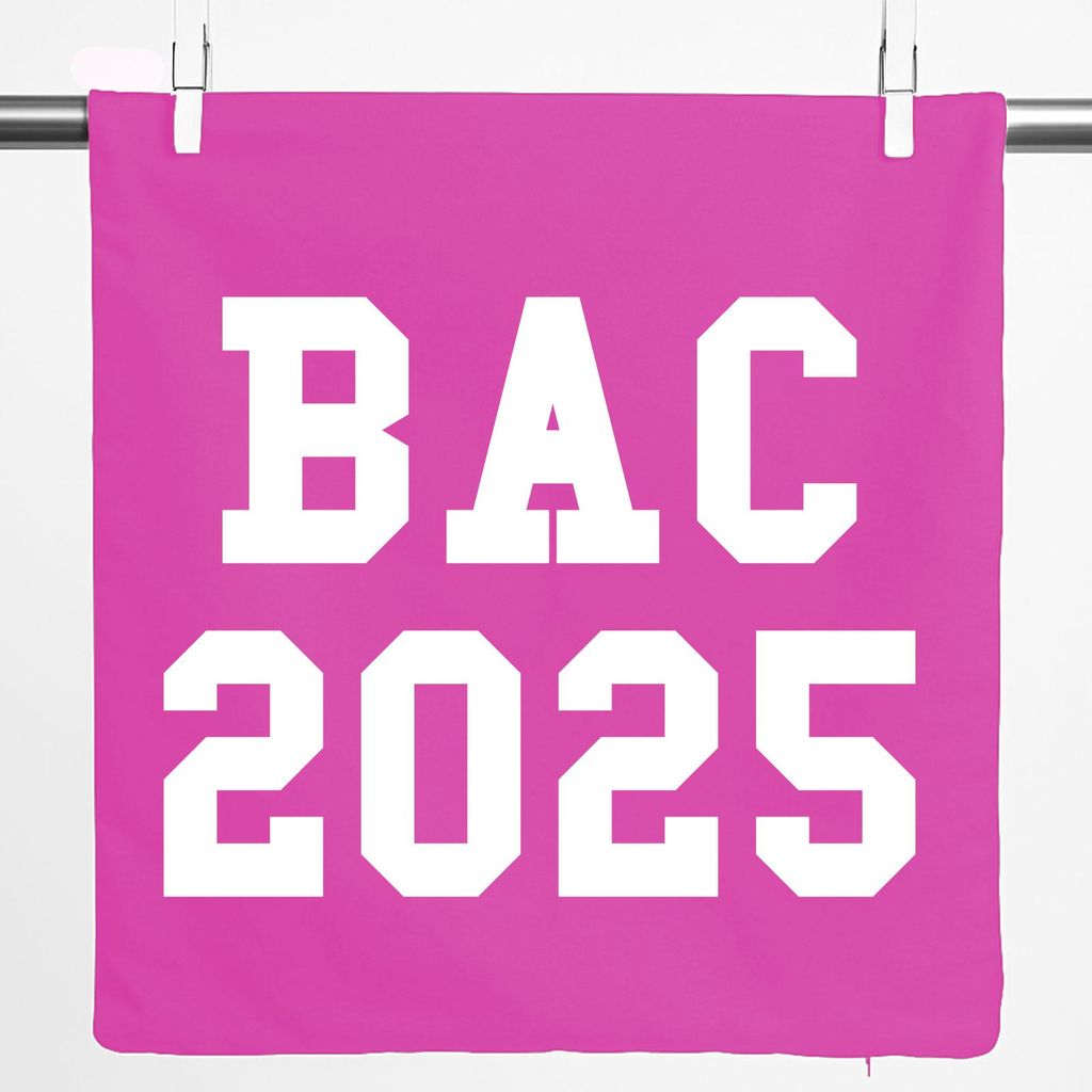 Huuraa Kissenbezug BAC 2025 Abschluss Frankreich 40x40cm Fuchsia Baumwolle Dekokissenbezug Geschenkidee