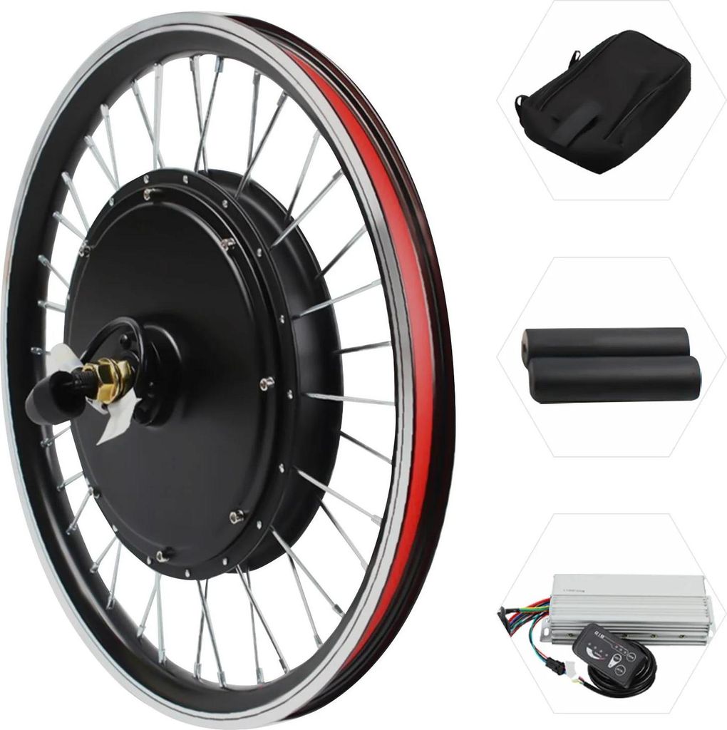 E-Bike Laufrad - Nabenmotor 1000 W - Vorne und hinten - Max. 42 km/h - Hohe Leistung
