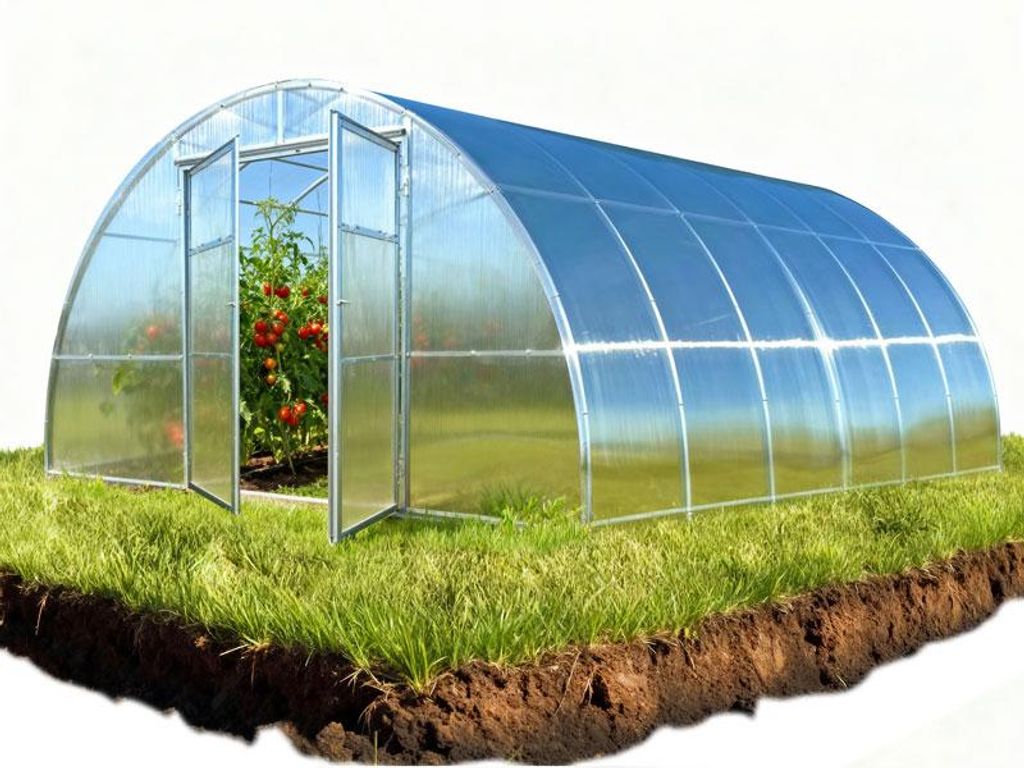 Gewächshaus GARTEN WIDE 4M 4x12 m mit 4 mm Polycarbonat, Stahlrahmen, 2 Türen, 4 Fenster
