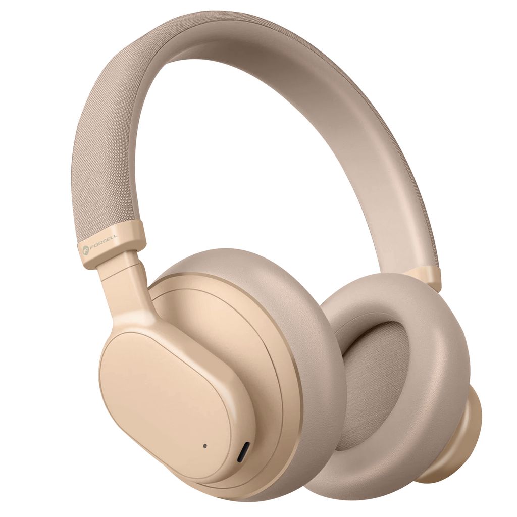 Forcell, Bluetooth Headset mit Geräuschreduzierung 30 Stunden Akkulaufzeit, Gelbgrau