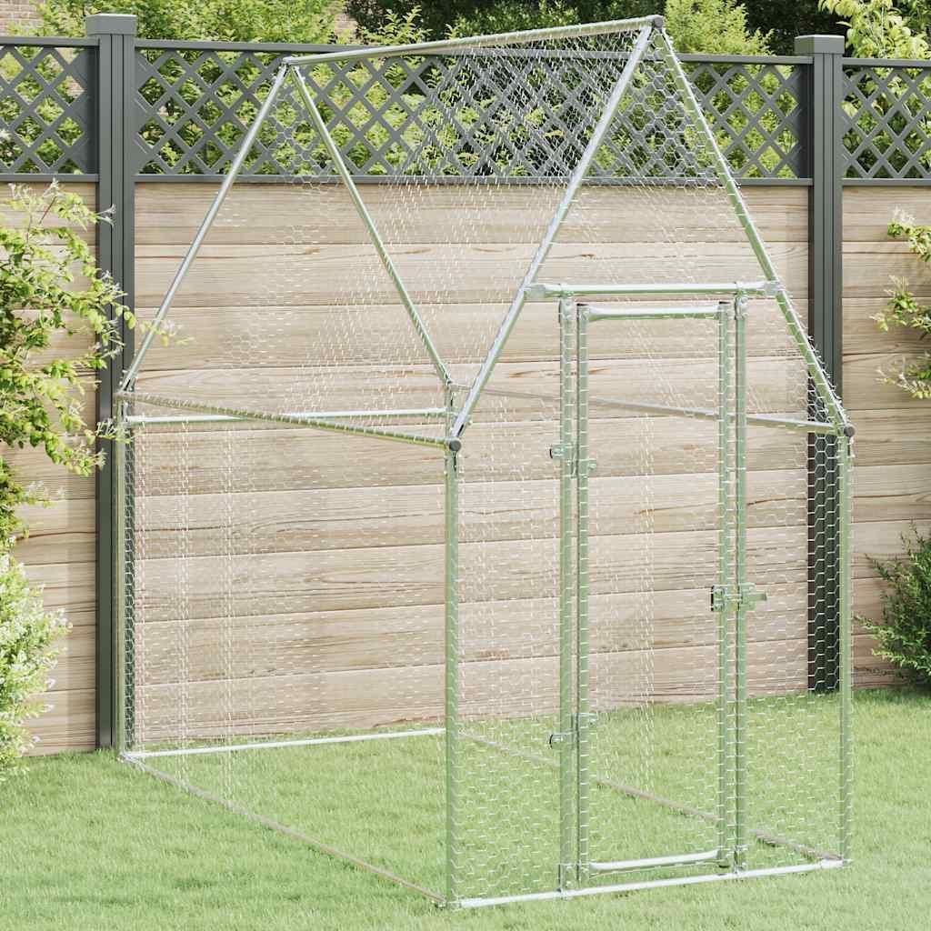 vidaXL Hühnerkäfig Silbern 200x100x190 cm Verzinkter Stahl Produktbild 