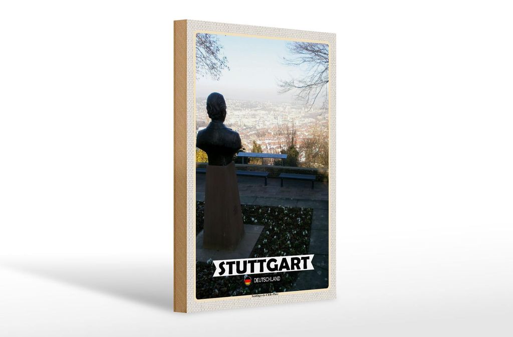 Holzschild Städte Stuttgart Santiago-de-Chie-Platz 20x30cm
