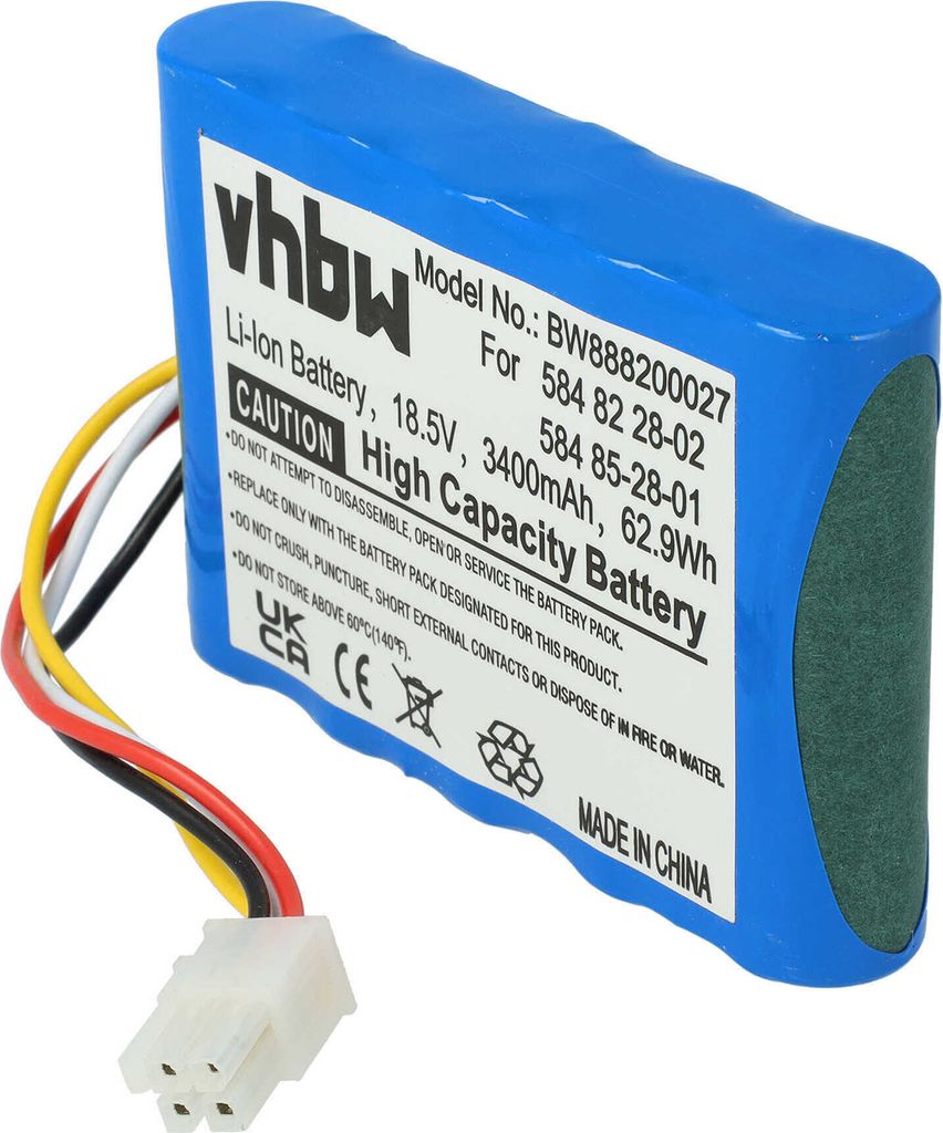vhbw Akku kompatibel mit Gardena Sileno + R130Li, Sileno + R130LiC, Sileno + R160Li, Sileno+ 4050 Rasenmäher (3400mAh 18,5V Li-Ion)