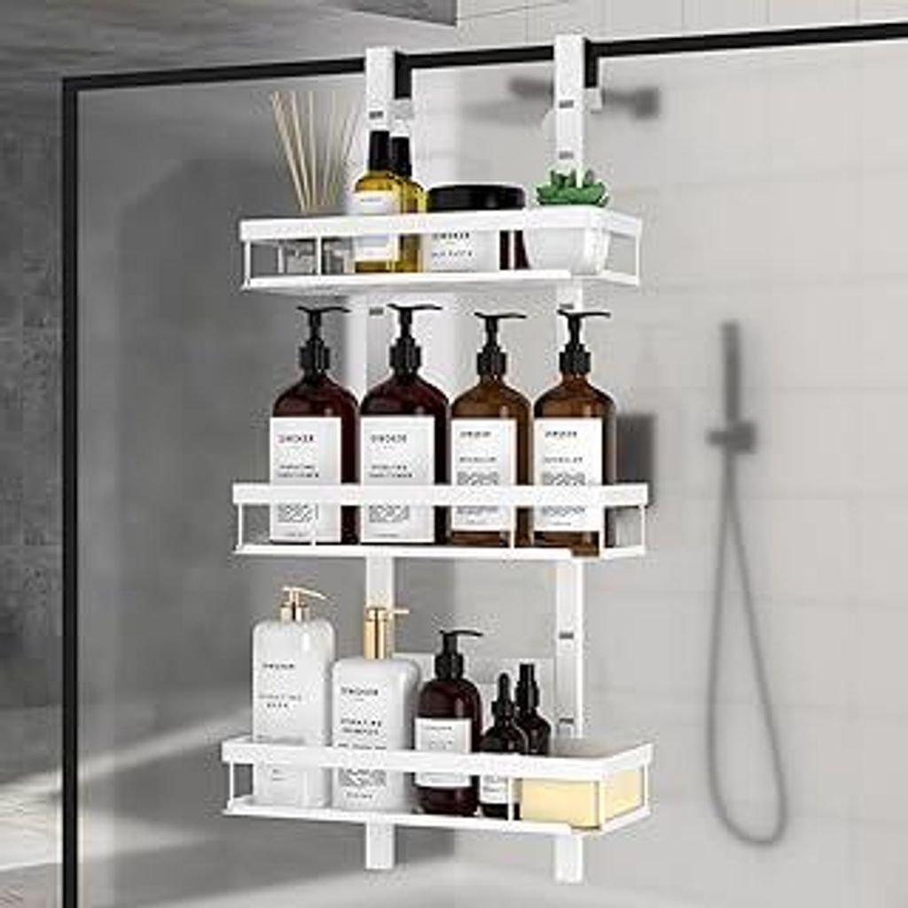 Diwoker Duschablage zum Hängen, Duschregal Ohne Bohren für Duschwand, Badezimmer Organizer mit 3 Duschkörben Shampoo Halterung für Dusche (Wei...