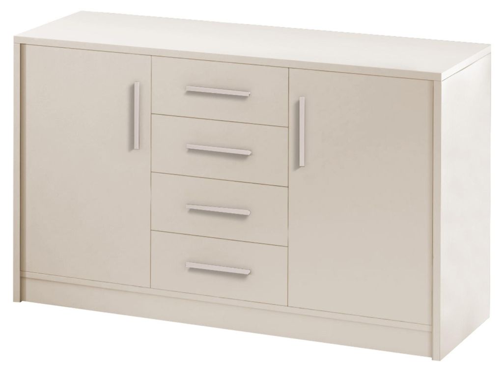 Masseno Kommode KALISTA 140 cm Sideboard mit 4 Schubladen und 2 Türen für Wohnzimmer Schlafzimmer Modern 140x45x83 cm Beige