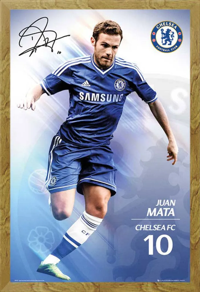 Quadro Juan Mata Chelsea 2013-14 | Cornice Rovere 61x91,5 Shinsuke