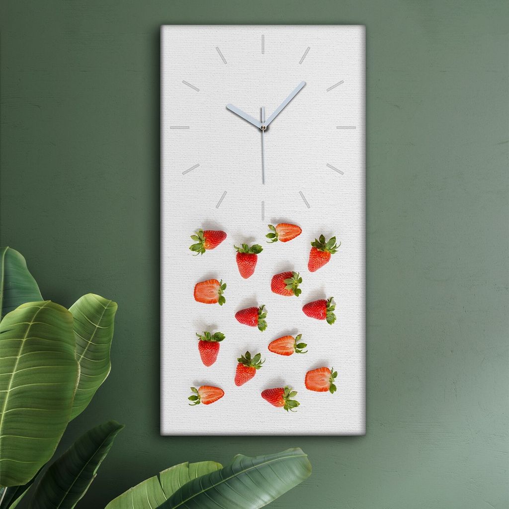 Wohnzimmer Leinwand Uhr Geräuschlos Küche 30x60 Farblich, Früchte, weiße Zeiger