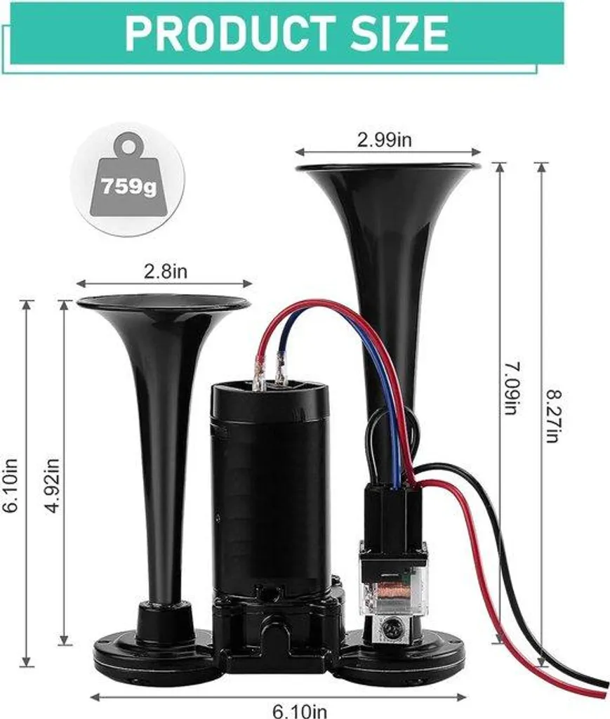 Klaxon 150 dB à pompe électrique double paroi pour bateau et camion 12V