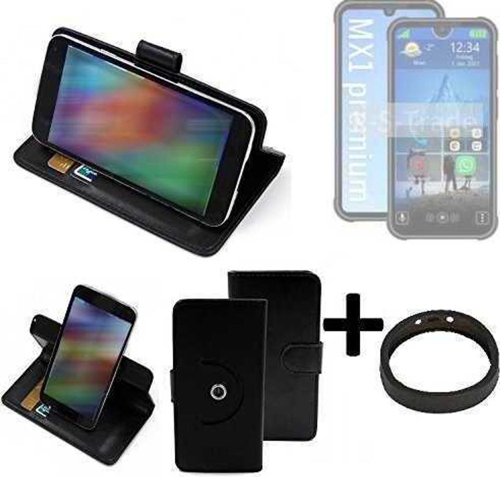 K-S-Trade Case Schutz Hülle kompatibel mit Bea-fon MX1 premium + Bumper Handy Hülle Flipcase Smartphone Cover Handy Schutz Tasche Walletcase schwarz