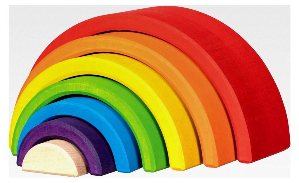 Bausteine, Kleiner Regenbogen - aus hochwertigem Ahornholz - 7 Teile - Bunte Farben auf Wasserbasis - Hergestellt in der EU