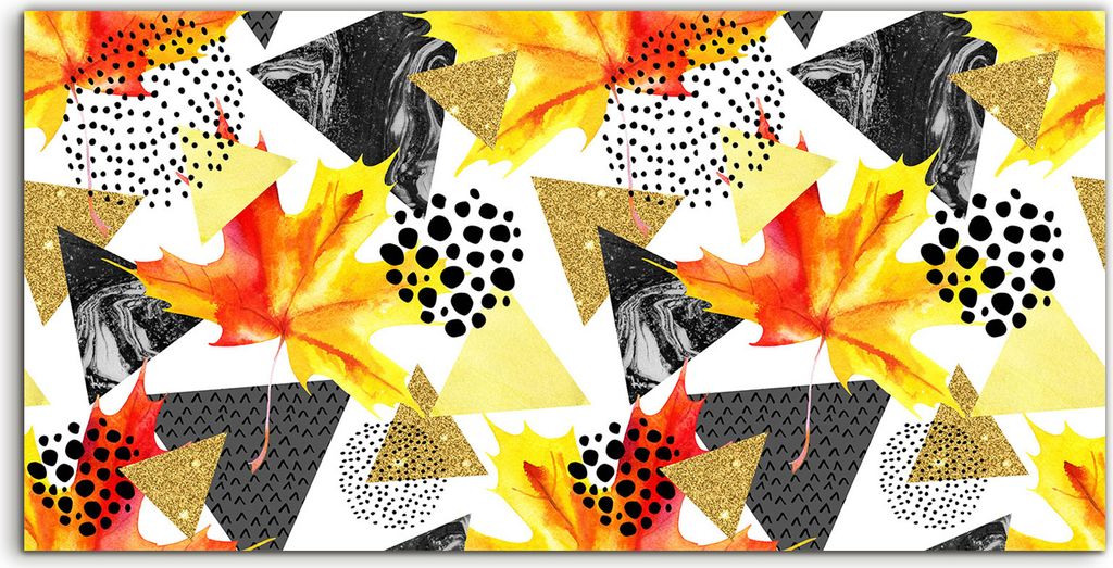 Coloray Spritzschutz aus Glas 120x60 Wandkunst Küchenrückwand Geometrische Herbst Dreiecke bunte