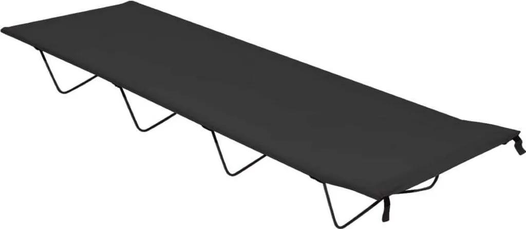 Lit de camping 180x60 cm robuste avec structure acier noir et toile Oxford