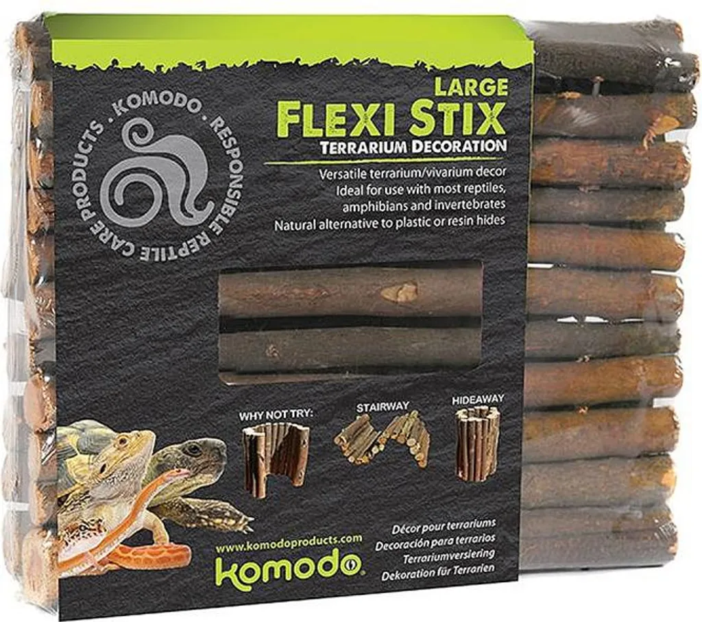 Escalier et tunnel pour reptile Komodo Flexi Stix Large - Décor naturel