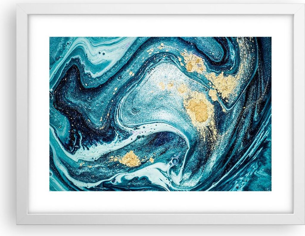 Gerahmtes Poster - Weißer Rahmen - Abstraktion modern - 40x30 cm - Wand Bild - Wanddeko - Wandbilder - Kunstposter - Wandposter - Bilderrahmen - B...