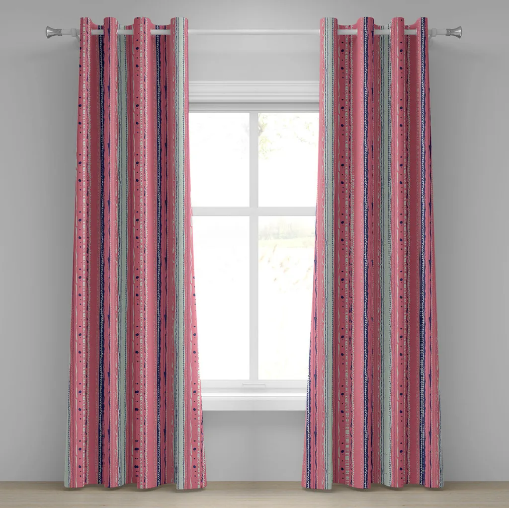 Rideau anti-regards déco abstraite pastel pour grandes baies 280x245