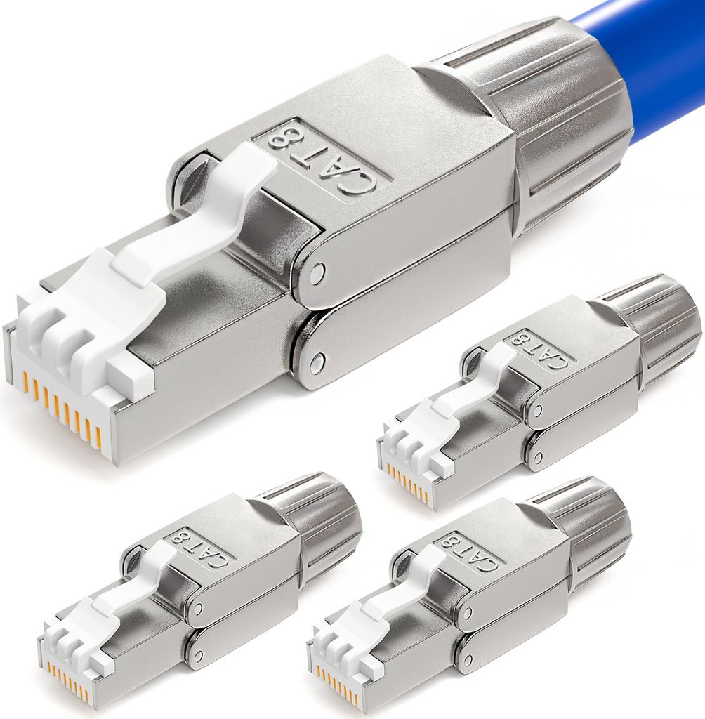 hb-digital Netzwerk Steckverbinder CAT 8 RJ45 LSA STP Zinklegierung schmal 4 Stk.