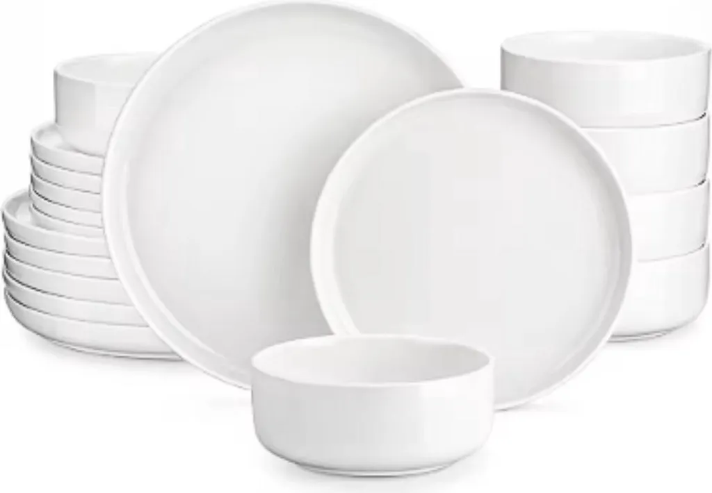 Set di stoviglie Lavish Valora 18 pezzi - 6 persone - bianco - ceramica - piatti per colazione e cena