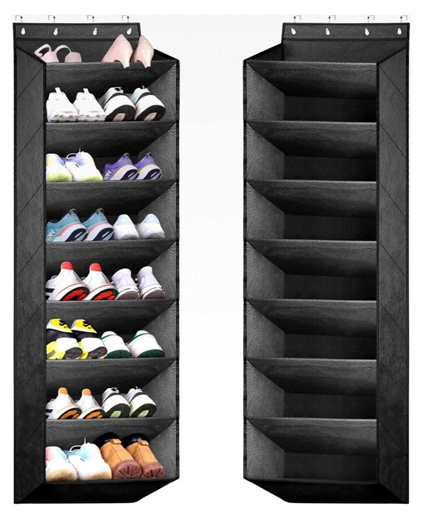 Schuhregal für die Tür, Hängendes Schuhregal, Schuh Organizer für die Tür mit 8 Taschen, Schuhaufbewahrung für 20 Paar Schuhe, Schwarz