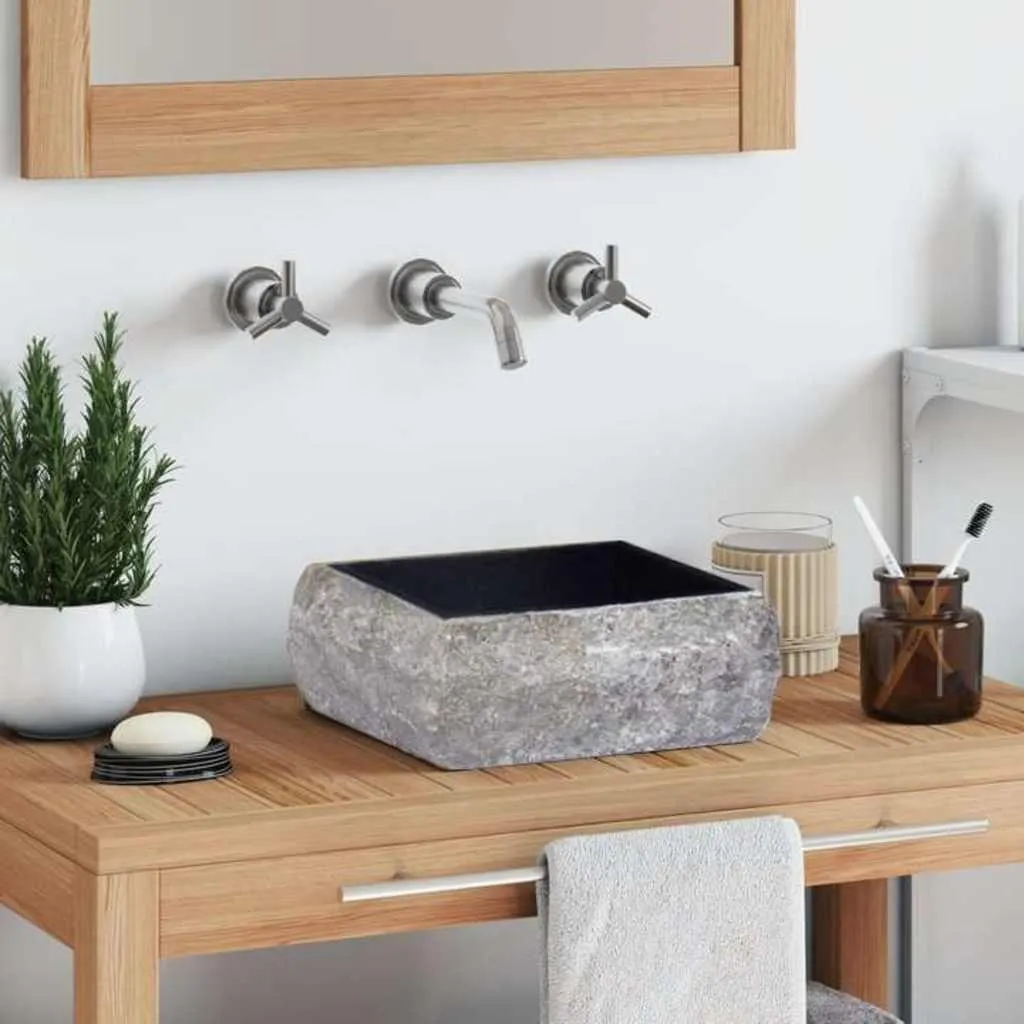 Lavabo nero 30x30x13 cm in marmo