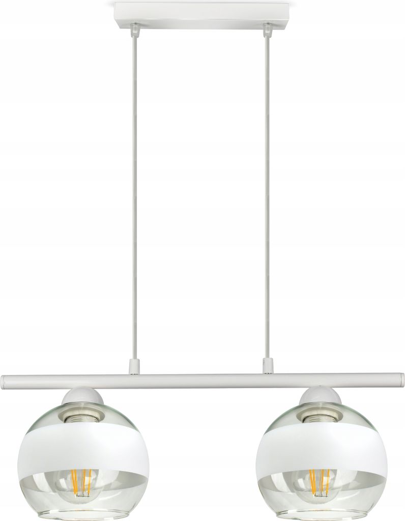 LUXOLAR Led Pendelleuchte 2 flammig - Deckenleuchte Weiß E27 60W - Hängelampe für Wohnzimmer, Küchen - Weiß Glas Kugeln