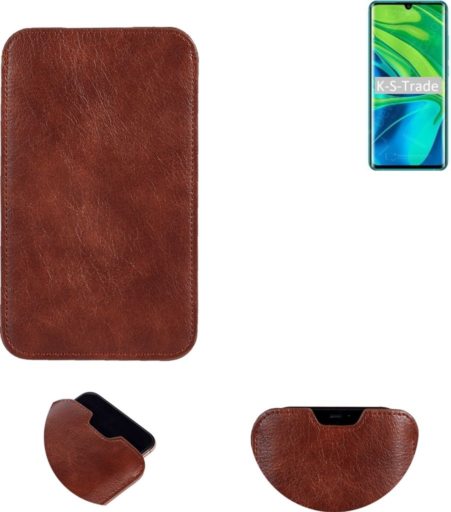 K-S-Trade Schutzhülle Handyhülle kompatibel mit Xiaomi Mi Note 10 Handytasche Kunstleder Sleeve in braun