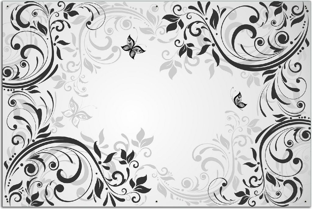 Wallario Outdoor-Poster für Garten oder Balkon, Motiv Schnörkelmuster mit Schmetterlingen, in ca. 61 x 91,50 cm